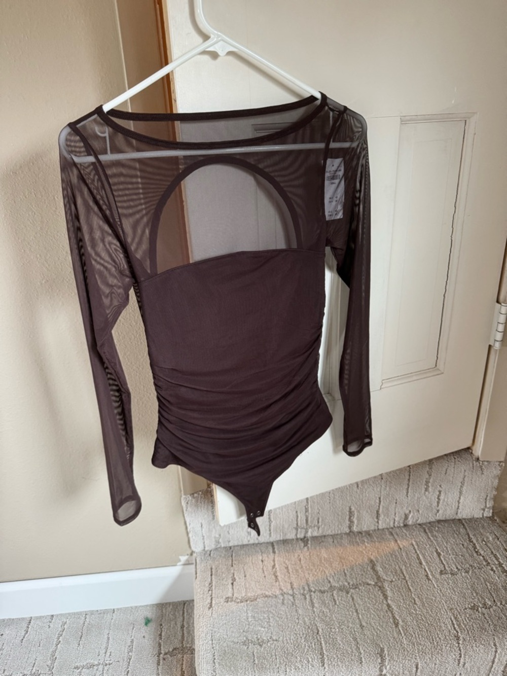 Abercrombie and Fitch Bra-Free Long- Sleeve Open-Back Hardware Bodysuit